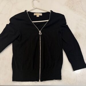 Michael Kors Black Zip-Up Cardigan